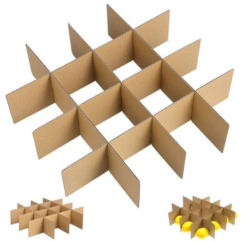 ULTECHNOVO Cardboard Dividers for Moving Boxes 3-Pack, 16 Cell Corrugated Glassware Partition Inserts for Packing Shipping, Glass Box Protectors for Kitchen Wine Glasses, Mugs, Holiday Ornaments