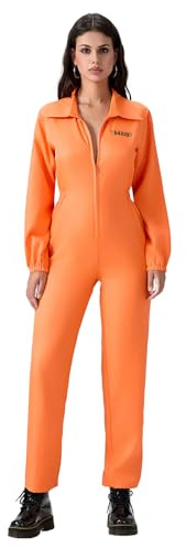 Felcia vuxen häftning, orange, fångatoverall, vattendräkt, buggare, maskeraddräkt, karneval, fest, cosplay, outfit (C-orange dam, M)