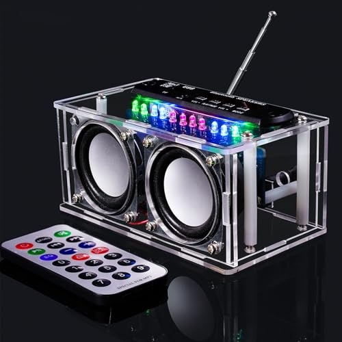 EIELE - Multifunktionell Bluetooth-högtalare - FM-radio - AUX- & TF-uppspelning - Akustisk nivåvisning - 2.0-stereo - Akryltransparenta högtalare