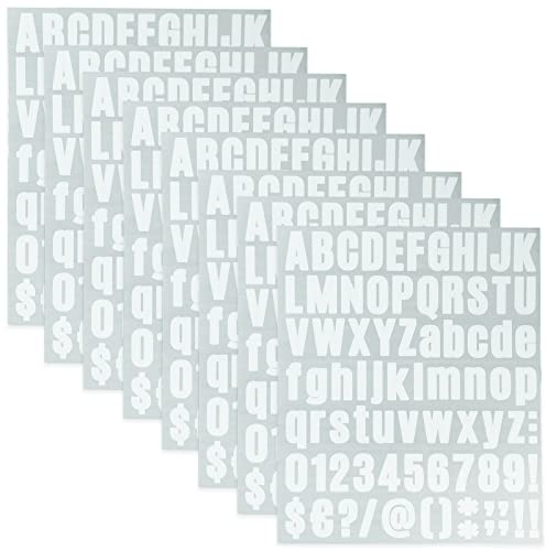 Lot de 9 feuilles autocollantes en vinyle pour boîte aux lettres, panneaux, fenêtre, porte, voitures, camions, maison, numéro d'adresse (blanc, 1 pouce)