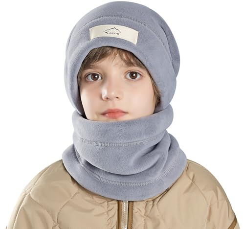 AYPOW Invierno Set de Bufanda Gorro para Niños 8-15 Años, Sombreros Térmico Calentador Cuello con Forro de Lana Gruesa Niños Niñas, Conjunto de Accesorios de Invierno para Actividades al Aire Libre