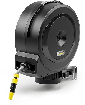 Kärcher Caja de manguera HBX 5.30 Automatic: manguera de 30 m, manguera de conexión: 1,5 m; recuperación automática de la manguera, cómoda y flexible, color negro