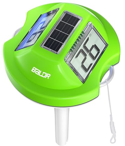 Termometro Galleggiante BALDR Solare con Doppio Display Anti-Riflesso | Sensore Temperatura Digitale IPX7 per Piscine/SPA(Verde)