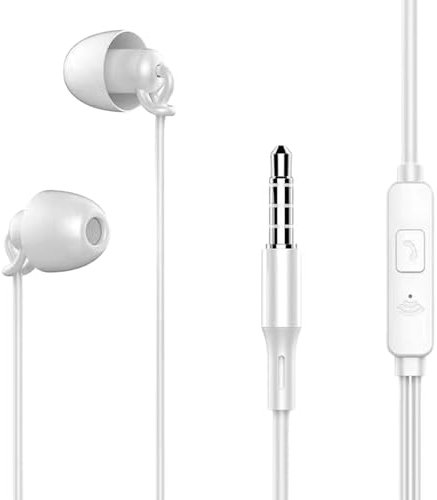 Auriculares para dormir con cable – Auriculares de silicona, manos libres de 3,5 mm, auriculares flexibles y cómodos, con cancelación de ruido, auriculares para dormir intrauditivos para ronquidos,