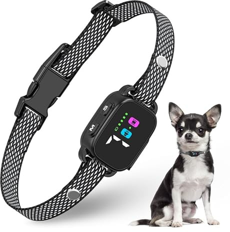 RICIVI Anti-Bark Collar for Small Dogs, No Shock Anti Barking Collars with 7 Sensitivities, 3 Adjustable Modes Beep & Vibration, IP67 Waterproof - Effective & Humane Small Dogs Bark Collar, Dark Black