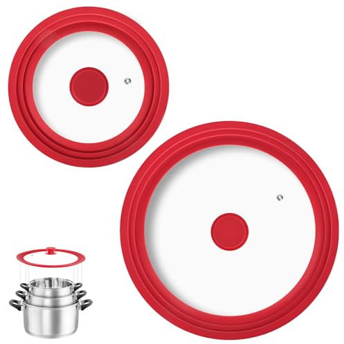 Universal Lids for Pots, Pans and Skillets Fits 7,8,9,10,11,12 Cookware, Replacement Pan Lid with Tempered Glass and Heat-Resistant Silicone Edge,Durable Frying Pan Cover