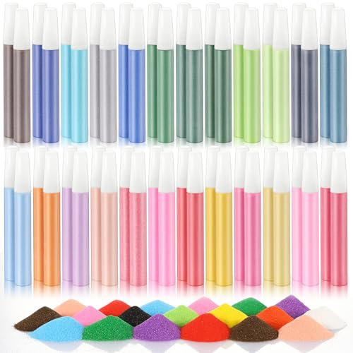 BBTO 48 Flaschen Bunter Sand für Sandbilder Bastelsand für Sandmalerei Sandbilder Dekosand für Kinder Erwachsene Sand Art Kit Kinder Bastelset