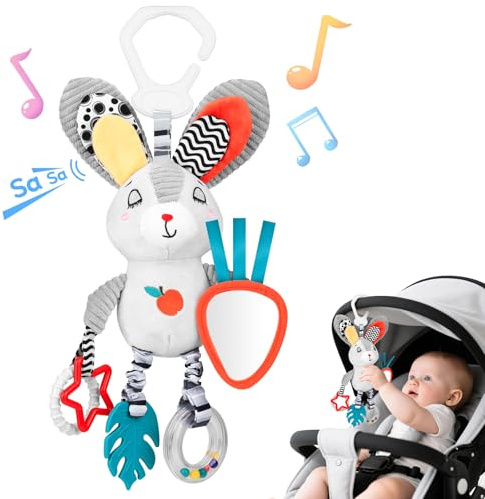 MPQMPQ Baby Toys 0-6 Months,Newborn Essential Hanging Pram Toys for Babies 0-6 Months Infant Sensory Pushchair Car seat Toys for Baby Girls and Boys Gift (Bunny)