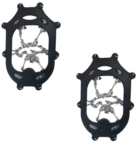 CSSHNL Cramponi Ramponi Antiscivolo in Bundle con Impugnatura, Punta a Catena, in Acciaio Inossidabile, Unisex, Accessori for Escursionismo(Black XL)