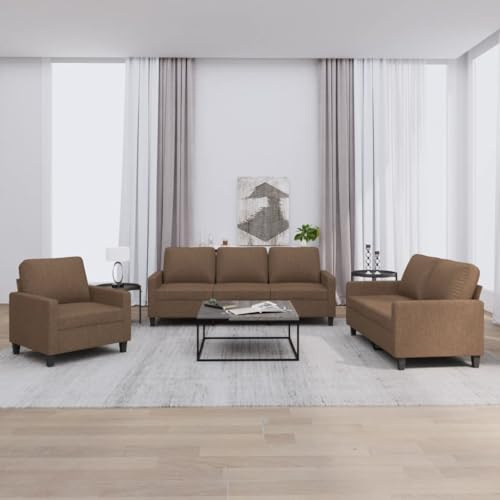 RJPLMFV Set di Divani 3 pz con Cuscini Marrone in Tessuto Couch Divano multifunzionale Adatto per camere da letto