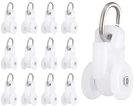 QUARKZMAN 30 Piezas Rodillos para Carril Cortina Correderas Cortina Poleas Ruedas Plástico para Techos con Rueda Doble para Accesorios Portador Carriles Ventana (Blanco)