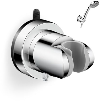 HMCEY Soporte Alcachofa Ducha Ventosa,Sujeta Alcachofa Ducha Pared Sin Taladro,Soporte Cabezal Duchas de Baño Universal,Shower Head Holder para Fijar y Ajustar Los Cabezales de Duchas - Plata