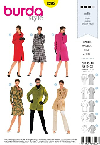 Schnittmuster Burda 8292 Damenmantel Gr. 36-48