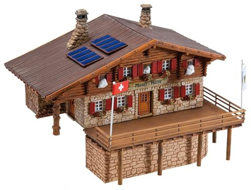 FALLER Hochgebirgshütte Moser-Hütte Modellbausatz mit 274 Einzelteilen 182 x 130 x 120 mm I Modelleisenbahn Zubehör H0 I Modelleisenbahn H0 Berghütte