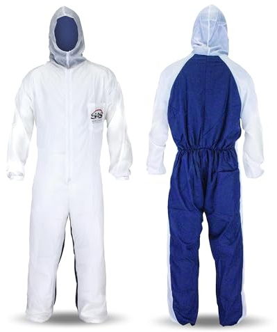 SAS Safety Corp Moonsuit Nylon & Cotton Coverall Machine Washable, Full Pullover with Hood Work Coveralls Full Zipper Front, Elastic Waist with Pockets for Painting, Automotive, Factory (3X-Large)