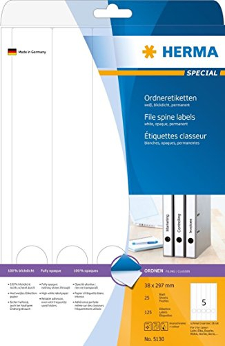 Ordneretikett 38x297mm ws HERMA 5130