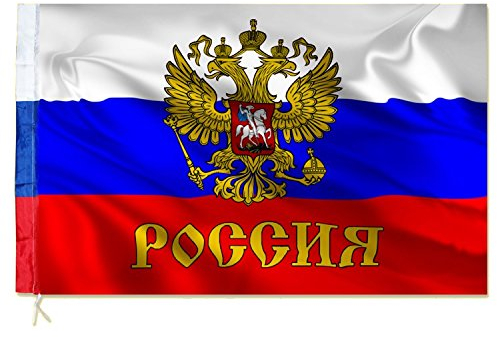 Fahne Drapeau de la Russie avec armoiries avec aigle 150 x 90 cm