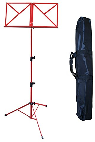 NOTENSTÄNDER + TASCHE - NOTENPULT - ROT - GROßE AUFLAGE - STABIL - HÖHENVERSTELLBAR VON 50cm - 125cm
