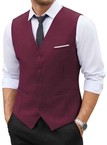 COOFANDY Men's Suit Vest Slim Fit Business Formal Waistcoat Casual Dress Vest