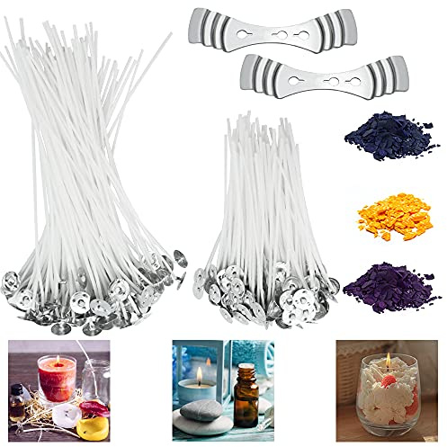 DECARETA Candle wick set White Natural Cotton Candle Wicks with 2 Wick Holders for DIY candle making