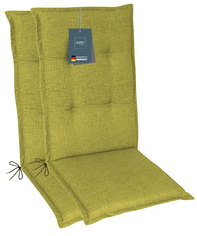 LILENO HOME Gartenstuhl Auflagen als [2er Set - Hochlehner] in Apfelgrün - Bequeme Liegen als Sitzauflagen für Gartenmöbel - Stuhlkissen für Gartenstühle und Klappstühle