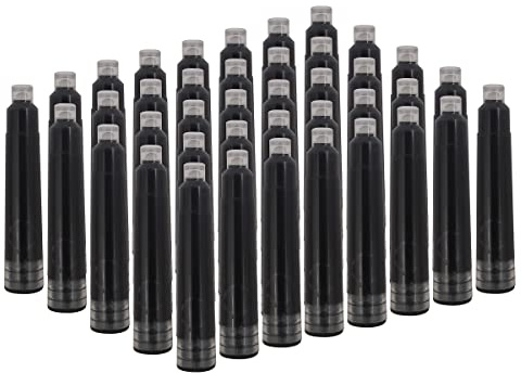 SIPLIV Lot de 40 cartuchos de tinta negra de 2,6 mm de diámetro para pluma estilográfica de madera y latón hecha a mano