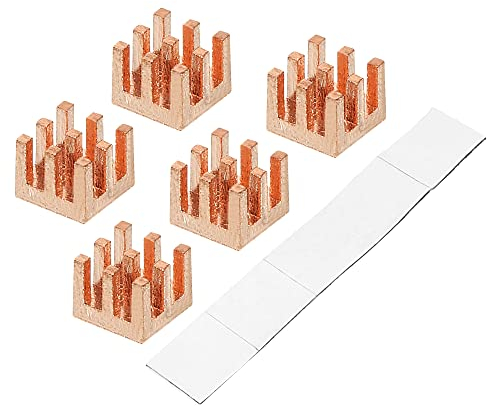 sourcing map 5 Stück Kupferkühlkörper 6x6x5mm mit Selbstklebendem für IC Chipsatz Kühler