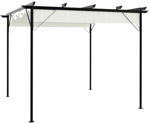 vidaXL Pergola da Giardino Tetto Retrattile Bianco Crema 3x3 m Acciaio