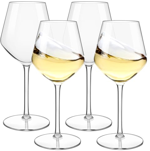 HAHASHOW Incassable Verres à vin Rouge, 100% Tritan-Plastique Gobelets Verres, 550ml Verres à Pied, Verres à Vin Blanc pour Restaurants Fêtes, Lot de 4