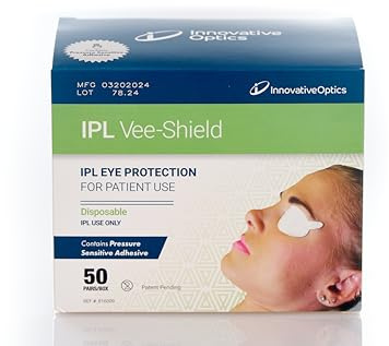 Innovative Optics Vee Shields: Conveniently Disposable Eye Protection for IPL Procedures - Includes 50 Pairs for Extended Usage and Hygienic Safety, Natural