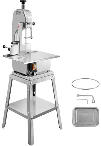 VEVOR Segaossa a Nastro Elettrica Commerciale per Carne 850W, Banco da Lavoro 380x485mm, Macchina per Tagliare Ossa da Terra Taglierina per Carne con Lama per Costolette di Maiale Uso Commerciale