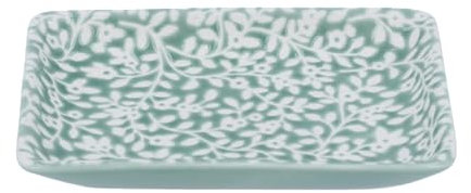 Gisela Graham Ceramic Trinket Dish, Green Floral Pattern, Small