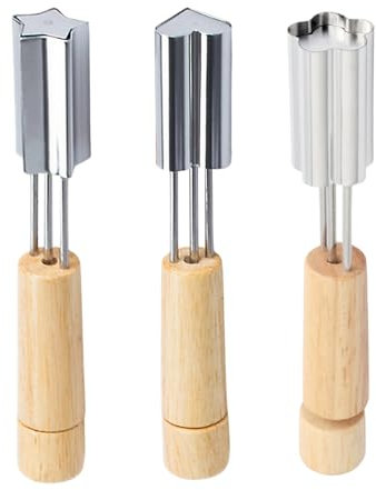 Emporte-pièce pour biscuits - Emporte-pièce pour biscuits - 3 pièces avec poignée en bois - Cuisson alimentaire décorative - Menon mini cuisinier - formes de coupe-clé - Moule à rufr