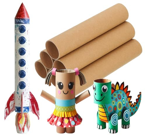 PATIKIL 6 Pcs Cardboard Tubes 1.6 x 7.9 Inch Toilet Paper Rollers Bulk for Crafts Empty Round Towel Tissue for Creative Design Crafting Supplies, Brown