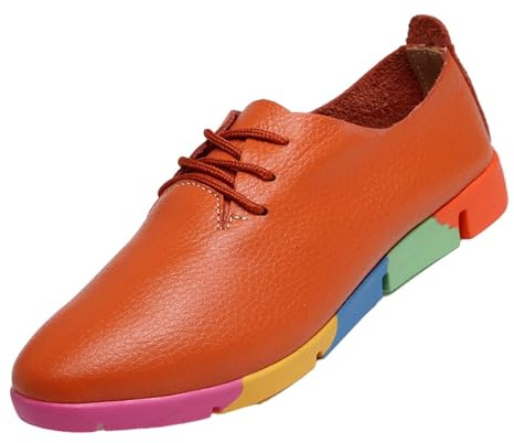 Zapatillas de caminar para mujer, transpirables, transpirables, ortopédicas, de espuma viscoelástica para correr, para exteriores, para correr, para correr, para calle, naranja, 42 EU