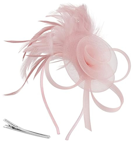 Damfascinatorklämma och pannband Elegant håraccessoar i fjädernät för bröllop/tävlingar Möhippa Tebjudning Ascothatt Veganskt läderbas
