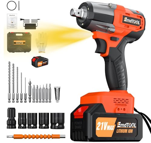 Lucn 6000mAh 2000NM Schlagschrauber Kit Schrauber Akkuschrauber mit Koffer & Akku 21V Akku Schlagschrauber Elektrischer Drehschlagschrauber Kfz Reifenwechse