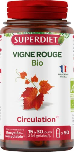 SUPERDIET - VIGNE ROUGE BIO - Circulation & Jambes légéres - Fabrication française - 90 gélules