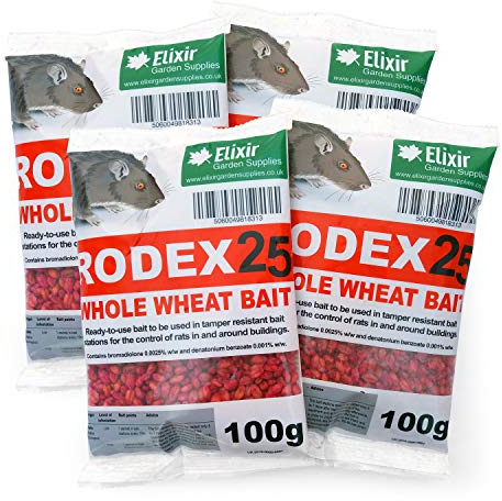 Elixir Gardens Rat Poison Poisoning 400g Strongest Grain Available Online 4 x 100g Sachets Rodex Rodent Control PRIME