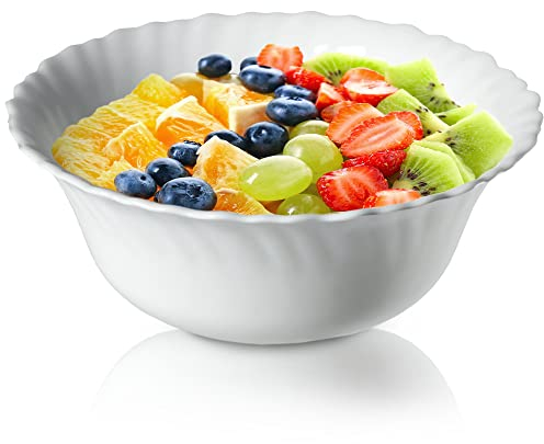 KADAX Schüssel aus gehärtetem Glas, Schale, Obstschale, Salatschüssel, Dessertschale, Müslischüssel, Suppenschale, Snackschale, Spülmaschinenfest (∅ 17,5 cm, weiß)