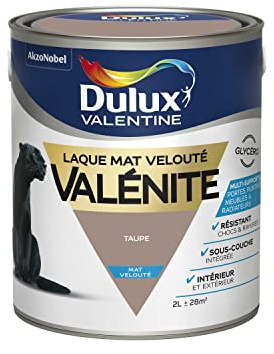 Dulux Valentine Peinture Laque Valénite Glycéro Multisupport Intérieur-Extérieur – Grande Résistance pour Boiseries et Ferronneries - Aspect Mat Taupe 2L