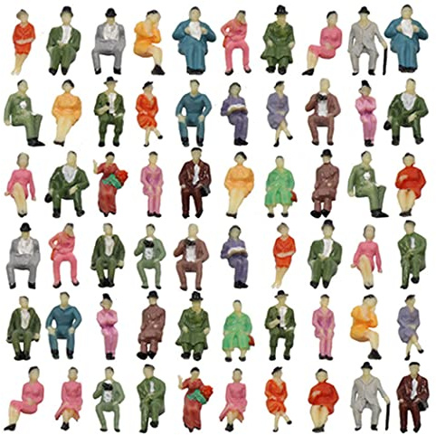 SPORTARC 60 pezzi tutti seduti 1:87 figure dipinte passeggeri HO-Scale sedute persone