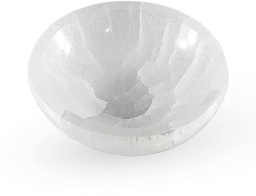 NKlaus Tazón de selenita natural redondo 9,5 cm piedra preciosa cuenco de cristal de cuarzo decoración 15597