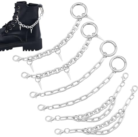GOMAKERER 6pcs 3 styles Chaînes de Breloques de Chaussures Coniques, Breloques de Chaussures à Rivets en Métal Décoration de Chaussures de Punk avec Fermoirs à Griffes pour Décoration de Chaussures