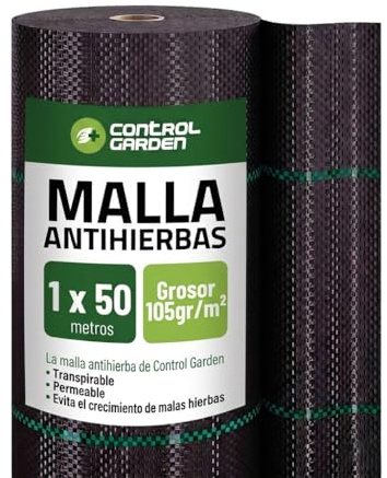 Control Garden Malla Antihierbas 1 x 50 m Groso 105gr | Malla Anti Malas Hierbas y Maleza para Jardín, Huerto, Cesped | Lona Antigerminación Transpirable, Permeable y Resistente