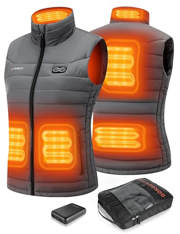 Gokozy Gilet Riscaldato Donna,Gilet riscaldabile con Batteria Elettrico Leggero Giacca Riscaldata 5 Zone con 3 Temperature Regolabili Outdoor/scii/cacci