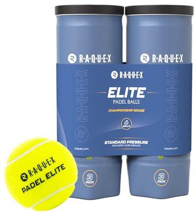 Raquex Elite Padelbälle – Dose mit 6 Bällen – Zwei Geschwindigkeitsoptionen – Elite Padelbälle, Standardgeschwindigkeit. Elite: Pace Padel Pro Bälle für schnelleres Spiel