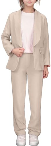 Generico Completo Bambina Ragazza Eleganti 2 Pezzi Giacca Blazer Maniche Lunghe e Pantaloni Tailleur Cerimonia Primavera e Autunno per Bambine Ragazze 5-14 Anni
