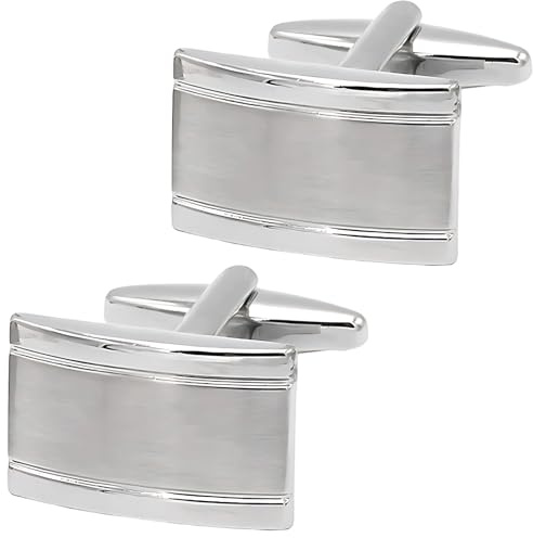 Herren Manschettenknöpfe Silber – Rechteckige Cufflinks für Hochzeit, Business & Geschenk