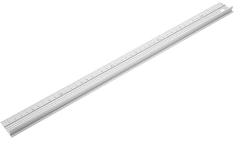 PATIKIL Regla De Corte De Aluminio De 45 cm/18, Regla De Corte En Forma De L Con Respaldo De Goma Antideslizante Accesorio De Herramienta De Medición Para Uso Seguro Medición, Blanco